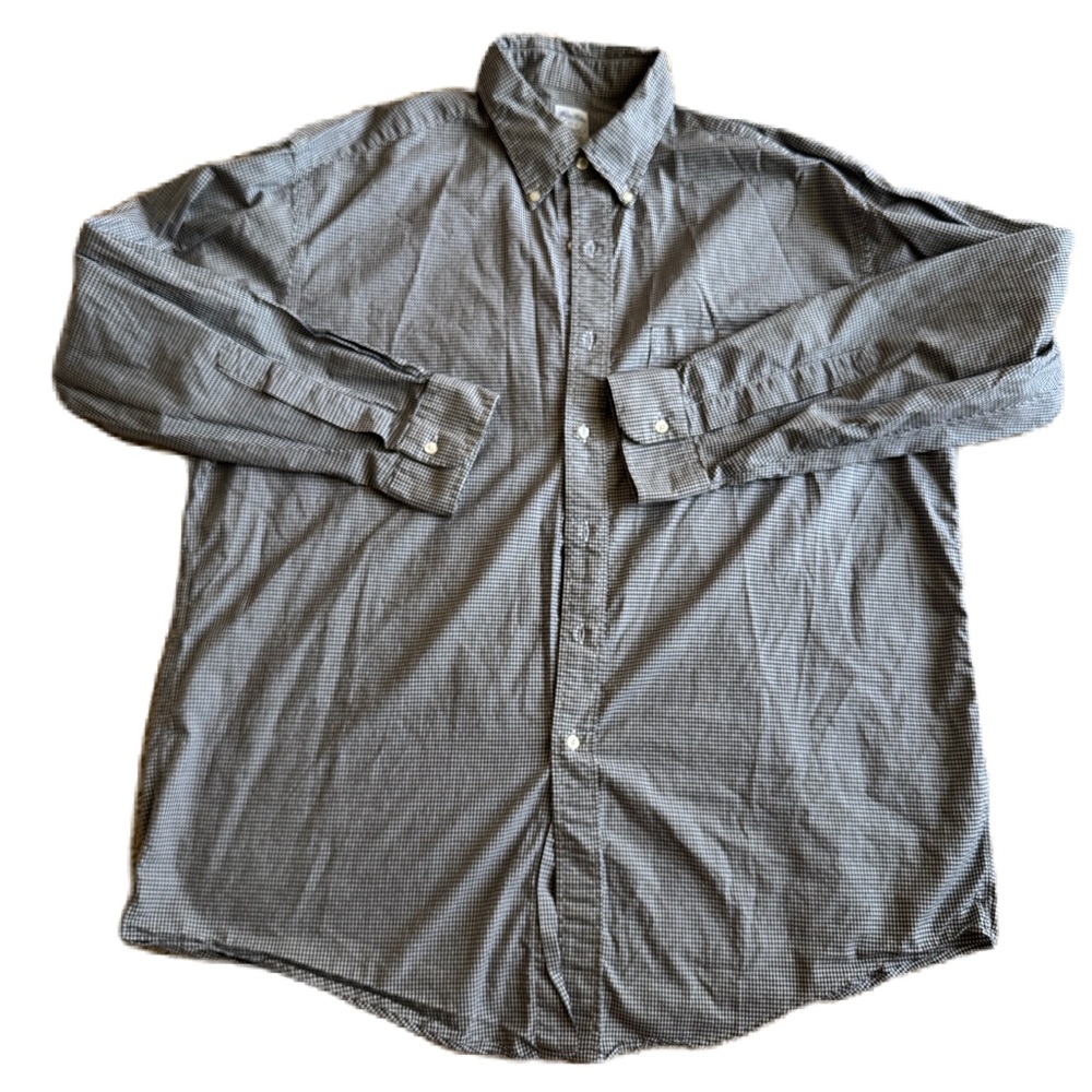 Brooks Brothers Men's Long Sleeve Dress Shirt Black Relaxed Fit All Cotton 17-5